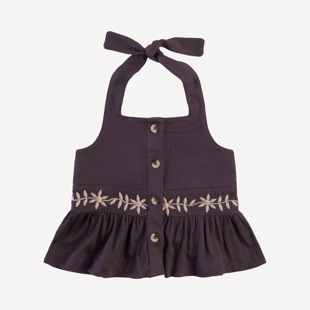 NWT Kate Quinn Embroidered Halter Top in Huckleberry Purple Size 8y Bamboo